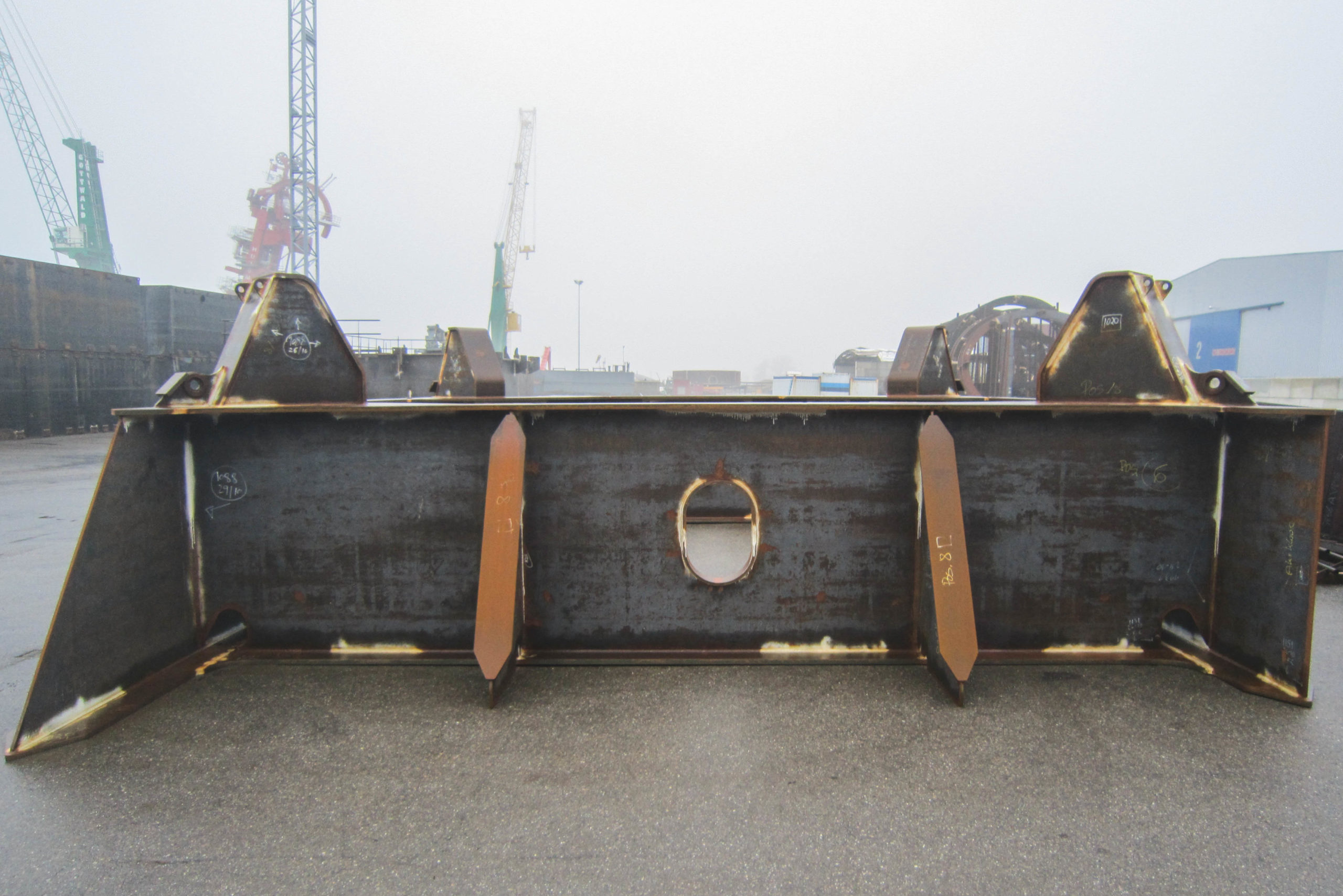 Seafastening support cradles for a Hydrohammer who can withstand the operational and transit loads during use